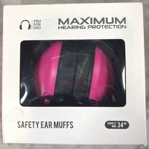 New Pro For Sho 34dB Safety Ear Muffs Pink Folding Hearing Protection EP-138 NIB